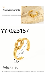 Detailansicht mit Maßen und Gewicht des 18K vergoldeten Knotendesign Rings für Damen