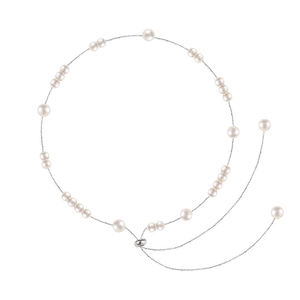 French vintage adjustable pearl necklace with silver chain for a luxury elegant look