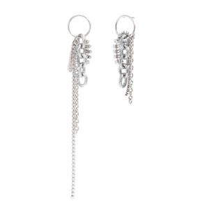 Elegant 18K gold plated stainless steel tassel earrings with silver finish and zircon