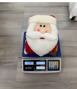Detailed view of the Christmas Santa Claus chair cover showing the net weight of 238.3g