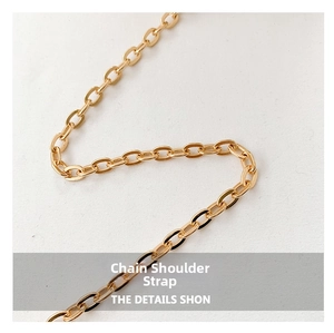 Close-up of a polished gold metal chain strap showing fine oval interlocking links