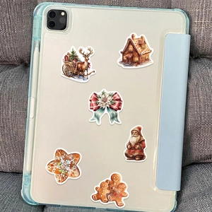 Vintage Christmas party decoration stickers set featuring Santa and reindeer on tablet case