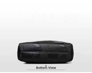 Detailed bottom view of the large PU leather tote showing geometric stitching and texture