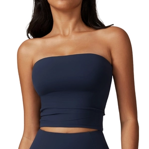 Soutien-gorge de sport bustier bleu marine pour femme, coupe ajustée et extensible