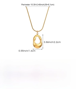 Detailed size and weight specs for gold stainless steel water drop pendant necklace