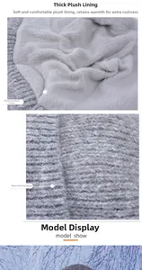 Dettaglio del cappellino invernale grigio con fodera in pile spesso e trama a maglia