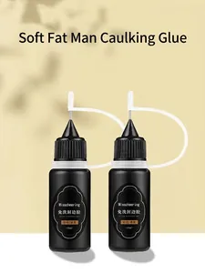 Double pack of 10ml no-wipe nail art sealing glue in black bottles with precision tip