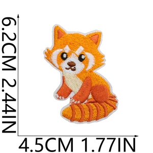 Detailed dimension view of red panda embroidery patch measuring 6.2cm by 4.5cm
