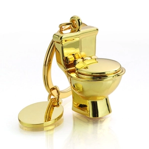 Goldener Miniatur Toiletten Schlüsselanhänger kreativer Metall Klosett Ring Geschenk