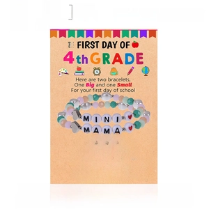 Coffret bracelets perles de cristal colorées Back to School avec carte pour mère et fille