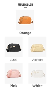 Quilted crossbody bag available in orange, black, apricot, pink, and white options