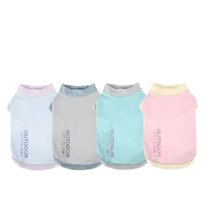Breathable two-legged summer pet vest in four macaron colors with outdoor graphic print
