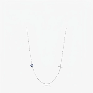 Evil Eye Cross Pendant Necklace 925 Sterling Silver With Cubic Zirconia Satellite Beaded Chain For Women Elegant Jewelry