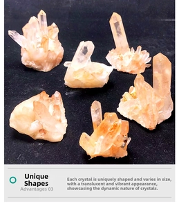 Detailed macro view of natural raw orange crystal clusters showing hexagonal structure