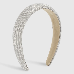 Sparkling silver padded headband with full rhinestones for glamorous party wear