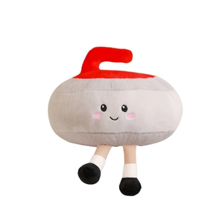 Poupée en peluche de curling créative avec poignée rouge et longues jambes mignonnes