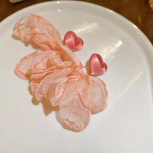 Pink Heart Acrylic Drop Earrings With Lace Fabric Flower And Silver Earring Post Sweet Romantic Style Jewelry For Women