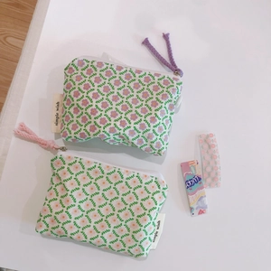 Floral Cotton Coin Purse Mini Canvas Storage Pouch Portable Zipper Wallet For Earphones Lipstick Pastoral Style