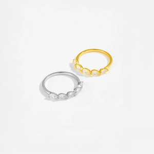 Elegant S925 sterling silver snake-shaped open rings with pear-cut zircon in gold and silver