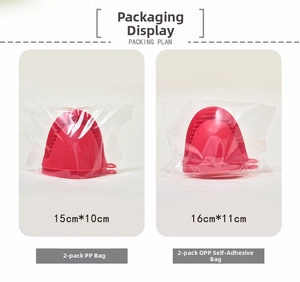 Detail view of pink silicone oven mitts packaging options in PP and OPP adhesive bags