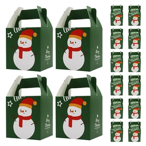 Boîtes de Noël vertes avec motif bonhomme de neige et texte Merry Christmas en lot