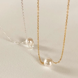Minimalist Freshwater Pearl Necklace 925 Sterling Silver Chain Jewelry Elegant Geometric Style Women Accessory