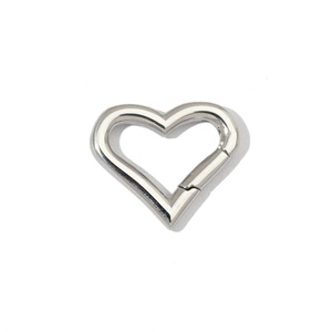 Polished silver heart-shaped spring clasp fastener for stainless steel jewelry making