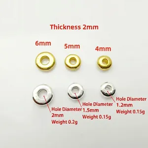 Golden and silver alloy spacer beads in 4mm, 5mm, and 6mm sizes for DIY jewelry making