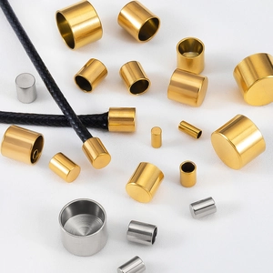 Stainless Steel Leather Cord End Caps Gold Plated Cylinder Column Connector For DIY Necklace Bracelet Jewelry Making Minimalist