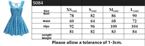 Size chart detail showing measurements in cm for floral lace-up strap dress S084