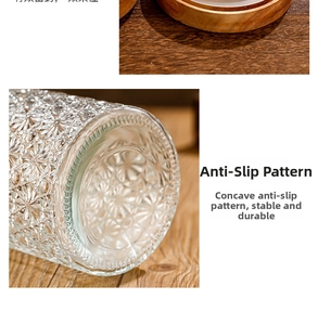 Detail shot of the embossed glass storage jar base with non-slip patterned texture