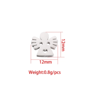 Polished stainless steel angel charm pendant with heart cutout for DIY jewelry making