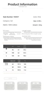 Größentabelle für ärmelloses Top und weite Hose Set aus 100% Baumwolle in Rosa