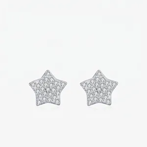 Orecchini A Stella In Moissanite Con Perno In Argento Sterling 925 Colore D Purezza VVS1 Pavé Gioielli Per Donna