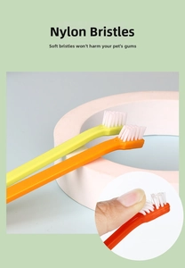 Detailed view of soft nylon silk bristles on pet toothbrush for cat and dog oral care