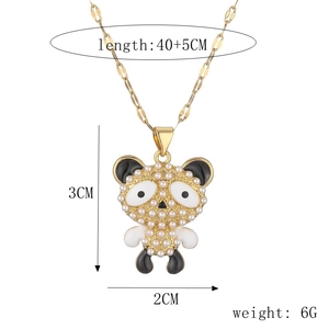 Detailed view of panda pendant necklace dimensions with length and weight specifications