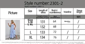 Detailed size guide table for striped summer vacation dress with bust and length measurements