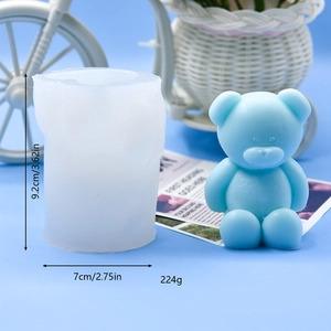 Stampo in silicone orso seduto 3D per candele e torte fai-da-te, 9,2 cm per 7 cm