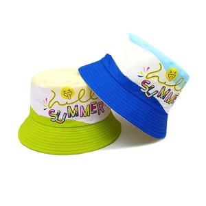 Chapeau Bob Enfant Bloc De Couleur Polyester Protection Solaire Voyage Extérieur Été Pour Garçons Filles