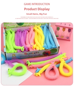 Close-up of colorful unicorn stretchy bracelets in macaron colors and retail packaging