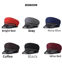 Detailed color display of military hats with star charms and metallic chains