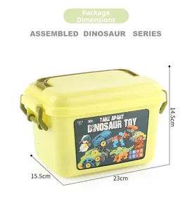 Storage case for take apart dinosaur toy set with dimensions 23cm by 15.5cm by 14.5cm