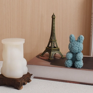 Detailed silicone mold for DIY rose rabbit candle with intricate floral textures