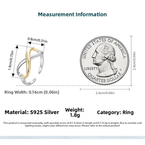 Detailed measurement guide for S925 sterling silver heart infinity adjustable ring