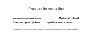 Detailed specifications for plastic Christmas ornaments including pack of 2 quantity