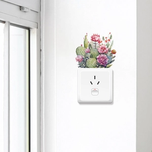 Romantic tropical cactus flower wall stickers for light switch and home wall decoration