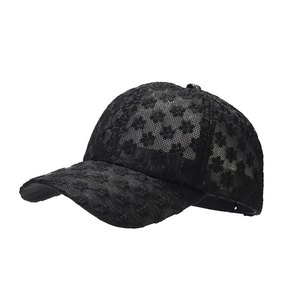 Damen Baseballkappe aus schwarzer Spitze mit Blumenmuster für den Sonnenschutz
