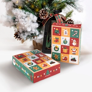 Christmas Advent Calendar Blind Box Empty Cardboard Multi Grid Poke Joy Gift Packaging With Cartoon Patterns DIY Holiday