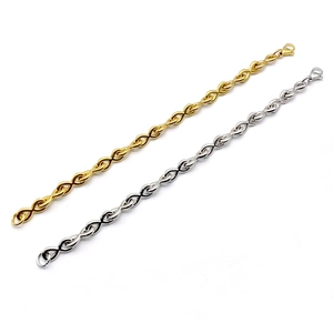 Infinity link chain bracelets in gold and silver finish with secure lobster clasps