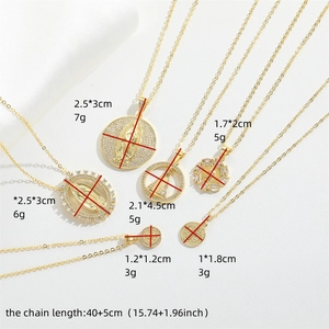 Gold plated copper necklaces with zircon pendants featuring Virgin Mary religious reliefs